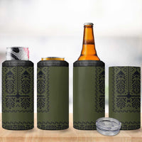 Ukraine Military Vyshyvanka Pattern 4 in 1 Can Cooler Tumbler Ukrainian Heritage Green Tactical Style - Wonder Print Shop