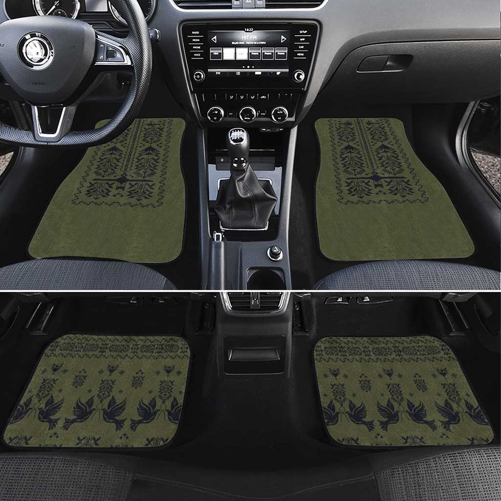 Ukraine Military Vyshyvanka Pattern Car Mats Ukrainian Heritage Green Tactical Style - Wonder Print Shop
