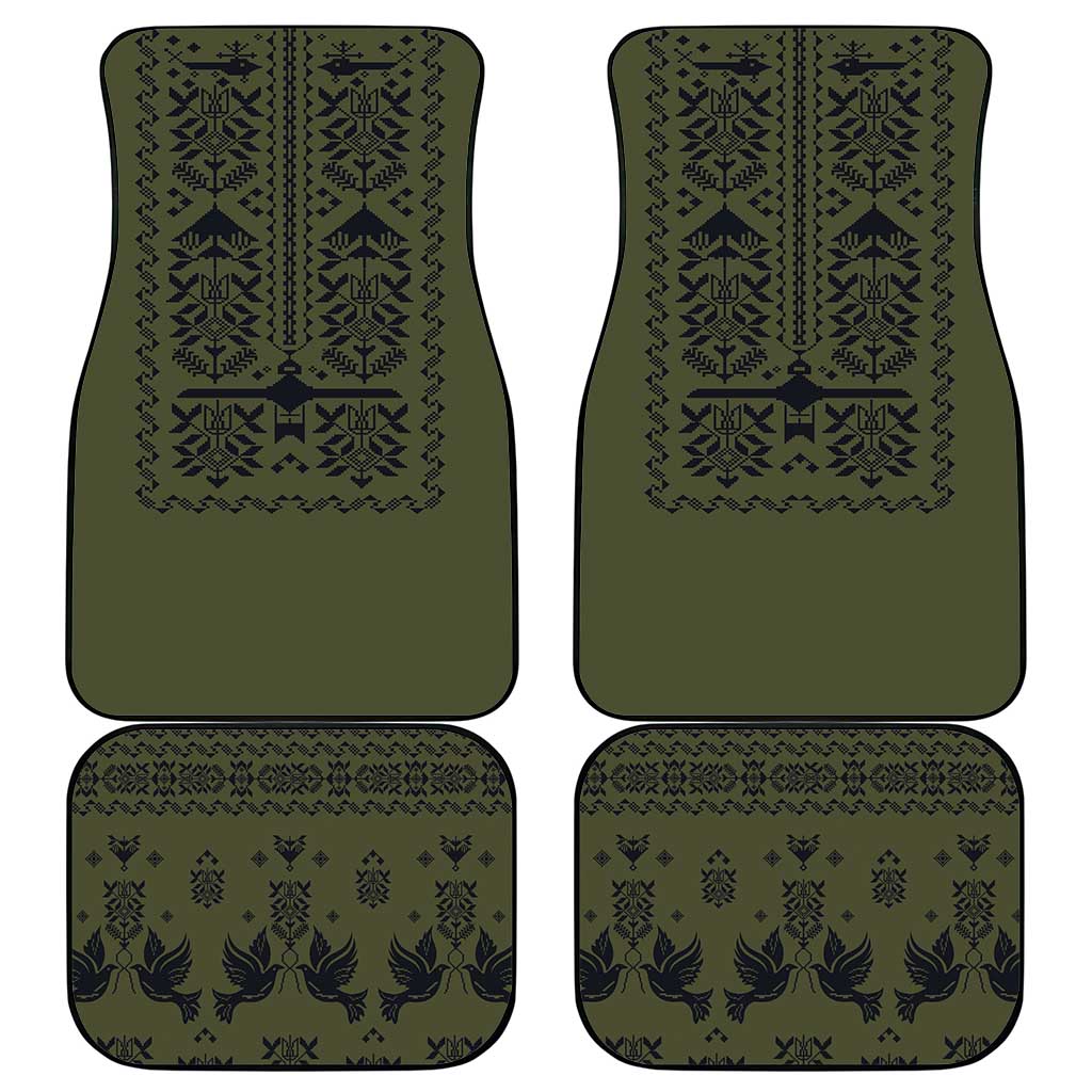 Ukraine Military Vyshyvanka Pattern Car Mats Ukrainian Heritage Green Tactical Style - Wonder Print Shop