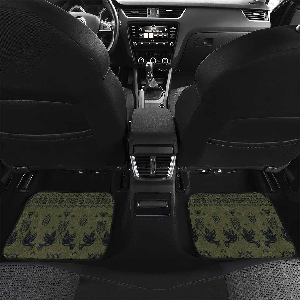 Ukraine Military Vyshyvanka Pattern Car Mats Ukrainian Heritage Green Tactical Style - Wonder Print Shop