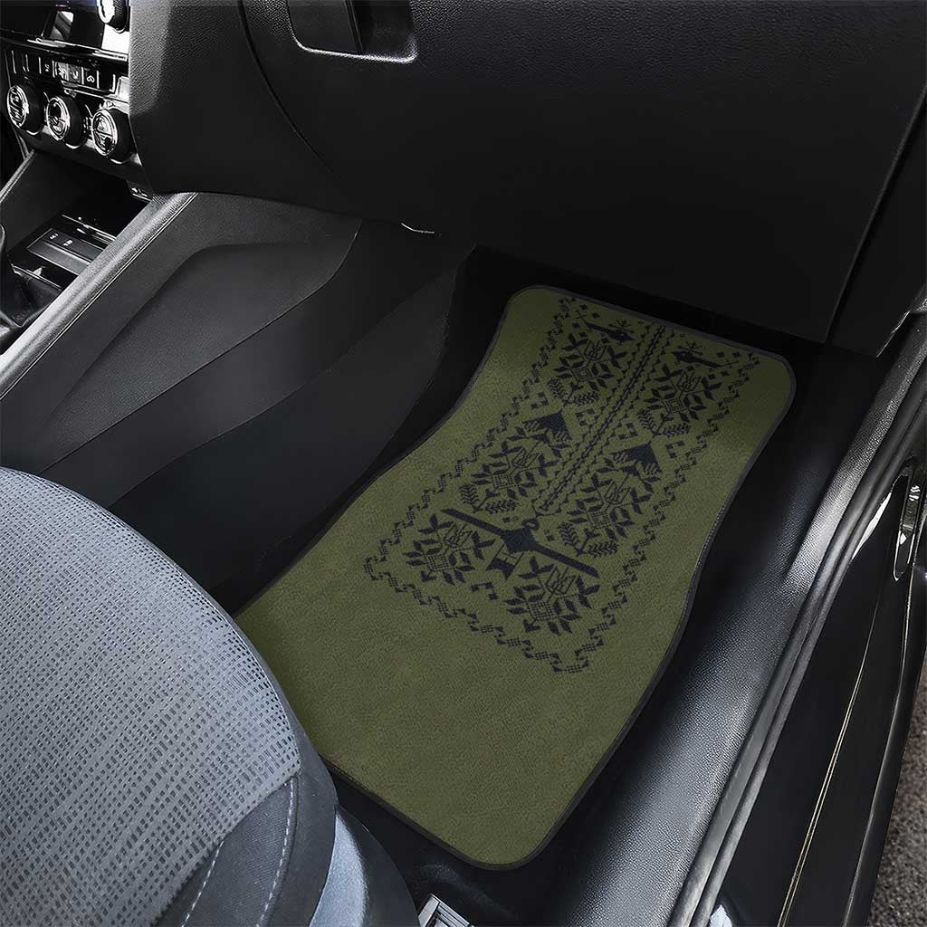 Ukraine Military Vyshyvanka Pattern Car Mats Ukrainian Heritage Green Tactical Style - Wonder Print Shop