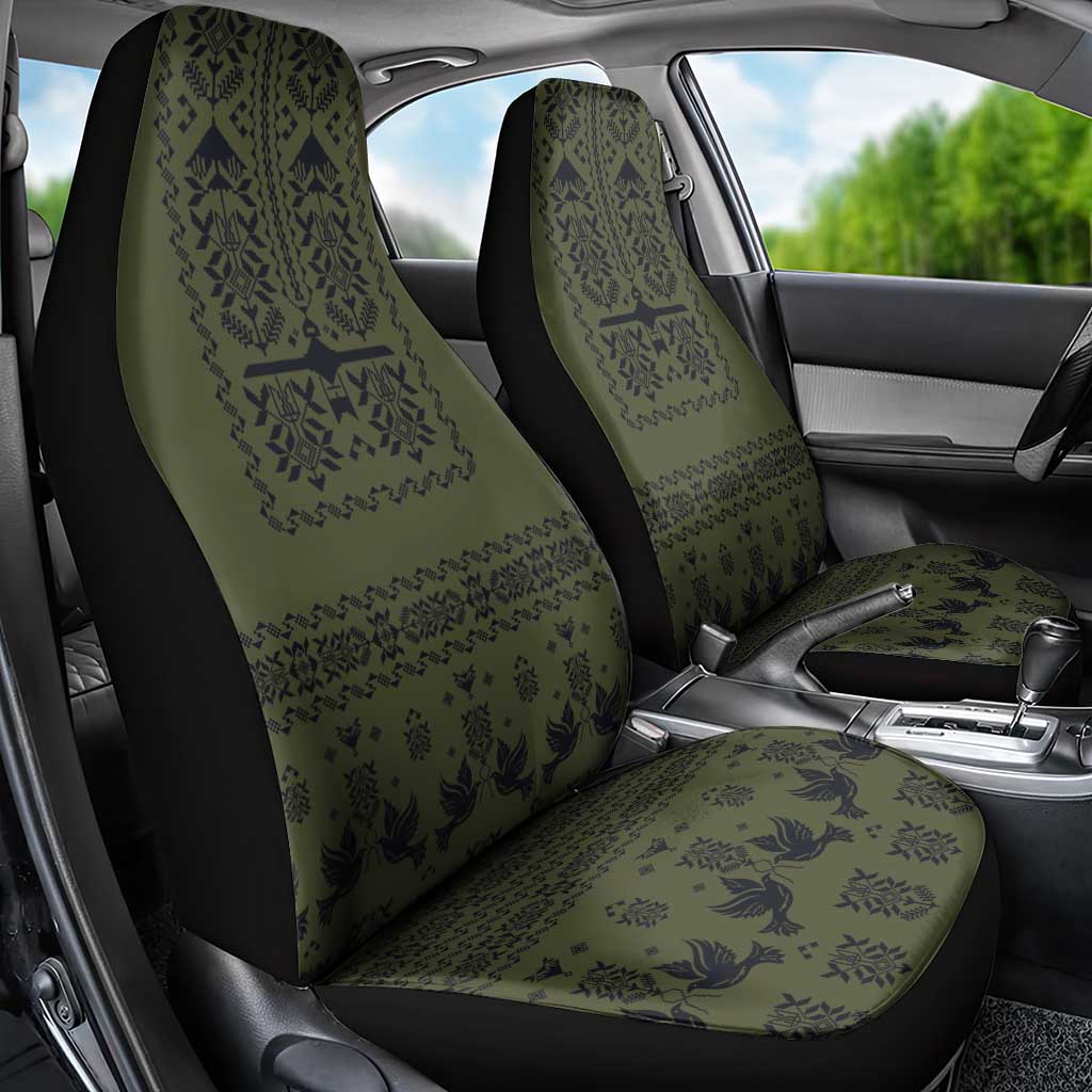 Ukraine Military Vyshyvanka Pattern Car Seat Cover Ukrainian Heritage Green Tactical Style - Wonder Print Shop