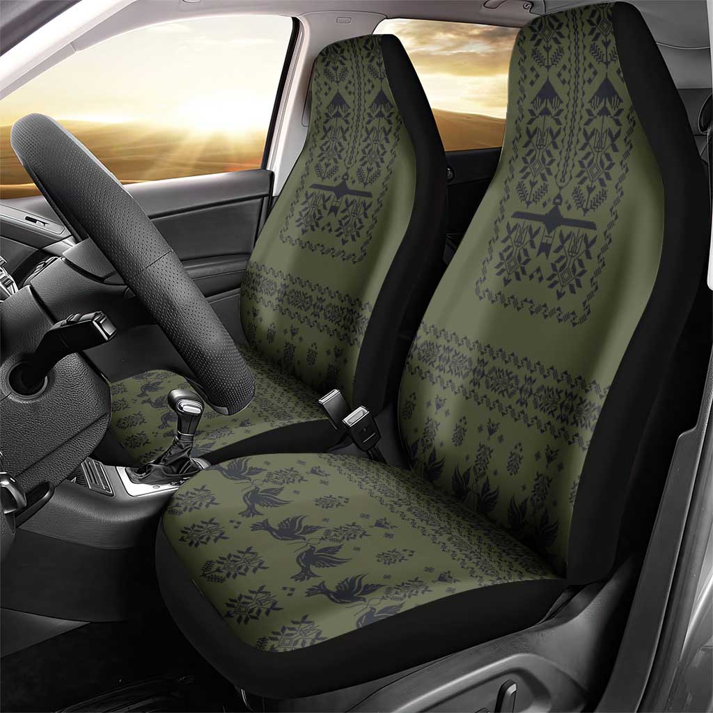 Ukraine Military Vyshyvanka Pattern Car Seat Cover Ukrainian Heritage Green Tactical Style - Wonder Print Shop