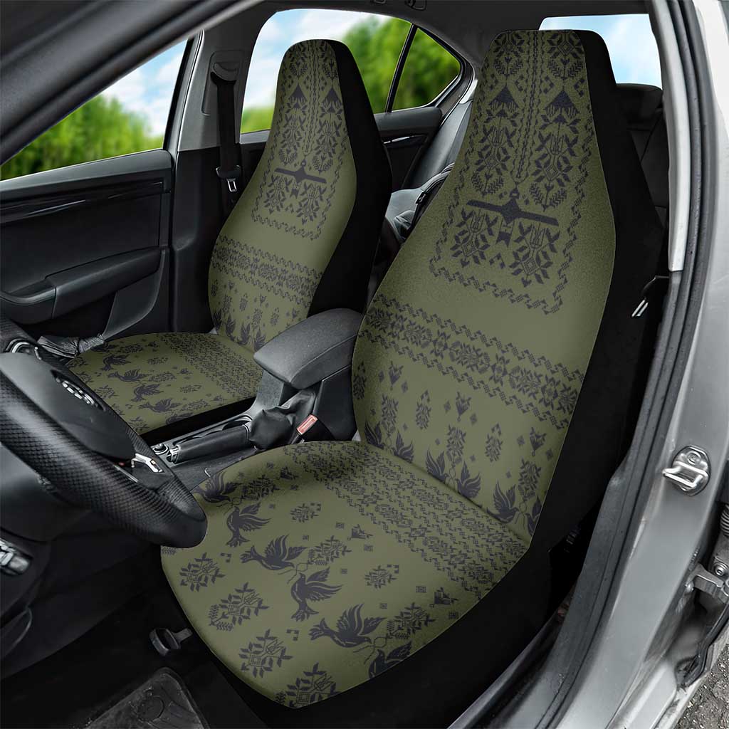 Ukraine Military Vyshyvanka Pattern Car Seat Cover Ukrainian Heritage Green Tactical Style - Wonder Print Shop
