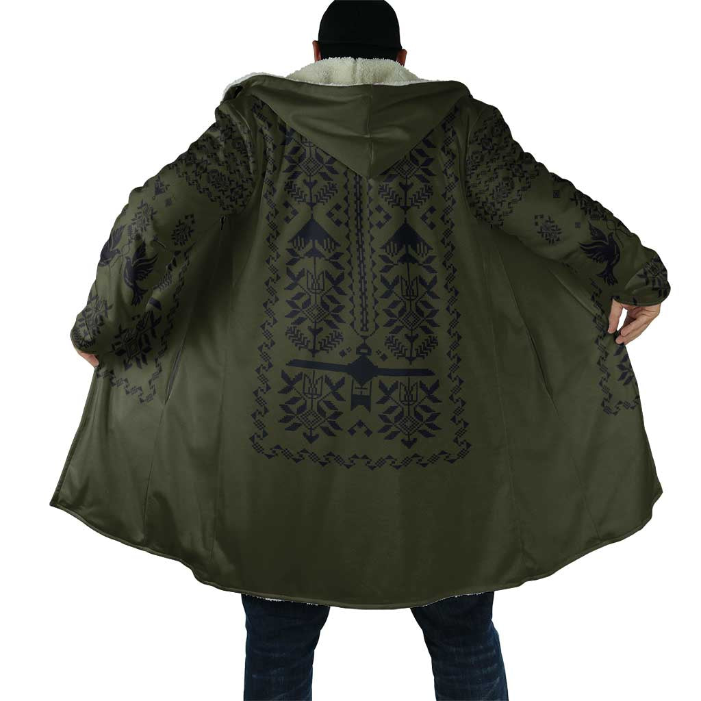 Ukraine Military Vyshyvanka Pattern Cloak Ukrainian Heritage Green Tactical Style - Wonder Print Shop