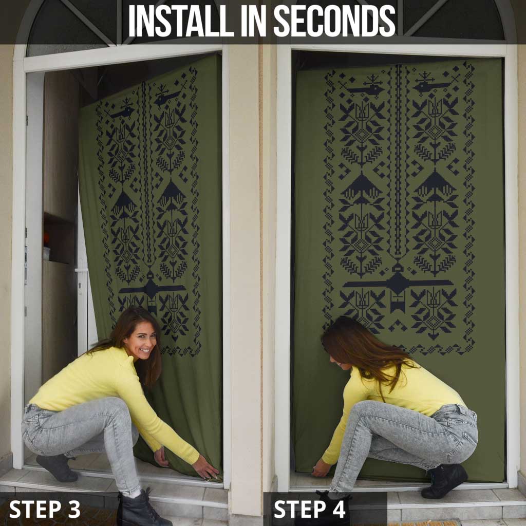 Ukraine Military Vyshyvanka Pattern Door Cover Ukrainian Heritage Green Tactical Style - Wonder Print Shop