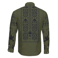 Ukraine Military Vyshyvanka Pattern Family Matching Mermaid Dress and Hawaiian Shirt Ukrainian Heritage Green Tactical Style