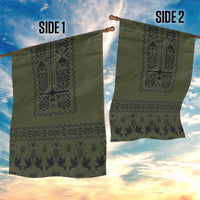 Ukraine Military Vyshyvanka Pattern Garden Flag Ukrainian Heritage Green Tactical Style - Wonder Print Shop