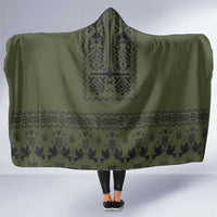 Ukraine Military Vyshyvanka Pattern Hooded Blanket Ukrainian Heritage Green Tactical Style - Wonder Print Shop