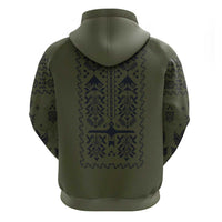 Ukraine Military Vyshyvanka Pattern Hoodie Ukrainian Heritage Green Tactical Style - Wonder Print Shop