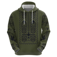 Ukraine Military Vyshyvanka Pattern Hoodie Ukrainian Heritage Green Tactical Style - Wonder Print Shop
