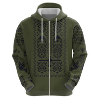 Ukraine Military Vyshyvanka Pattern Hoodie Ukrainian Heritage Green Tactical Style - Wonder Print Shop