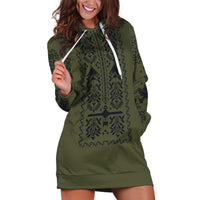 Ukraine Military Vyshyvanka Pattern Hoodie Dress Ukrainian Heritage Green Tactical Style - Wonder Print Shop