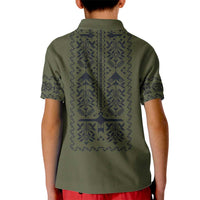 Ukraine Military Vyshyvanka Pattern Kid Polo Shirt Ukrainian Heritage Green Tactical Style - Wonder Print Shop