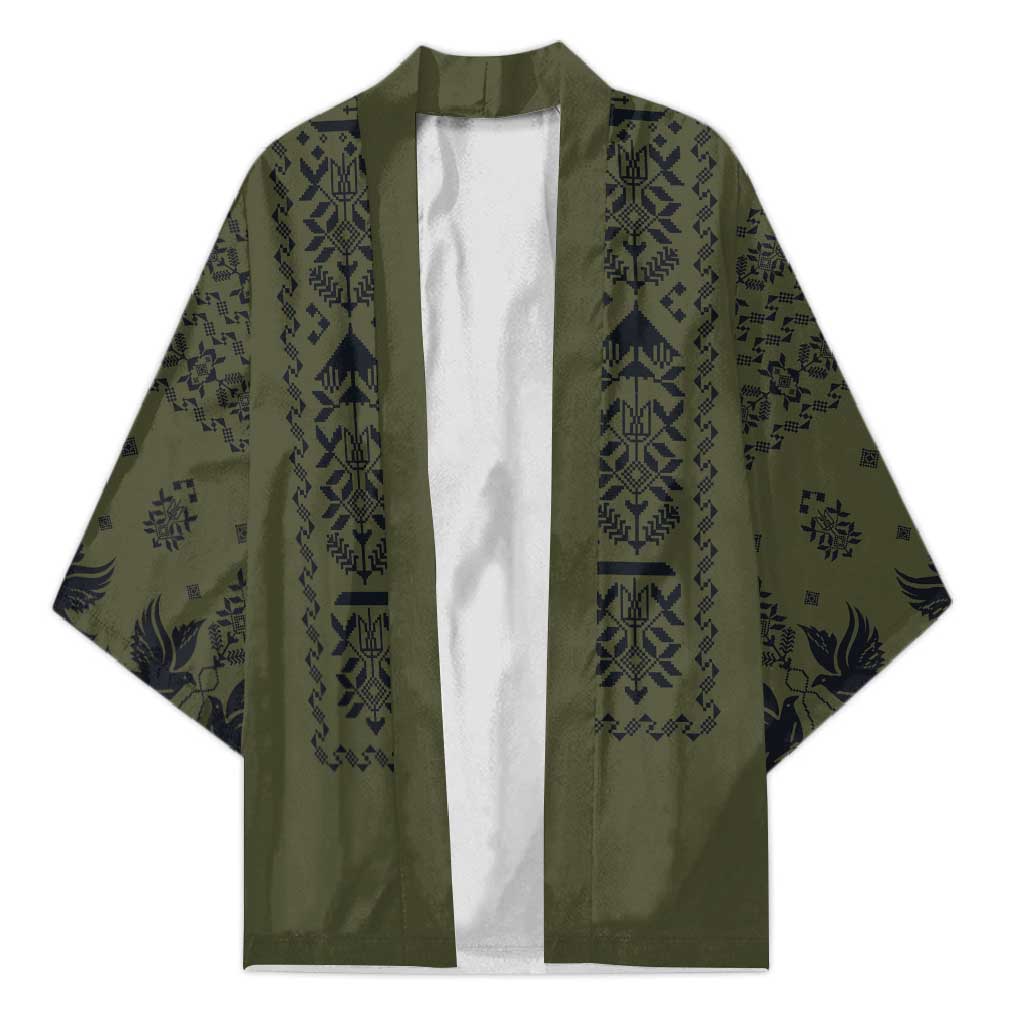 Ukraine Military Vyshyvanka Pattern Kimono Ukrainian Heritage Green Tactical Style - Wonder Print Shop