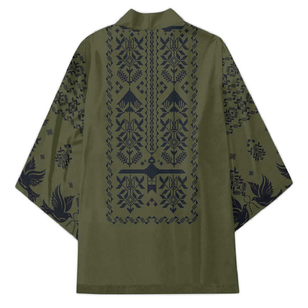 Ukraine Military Vyshyvanka Pattern Kimono Ukrainian Heritage Green Tactical Style - Wonder Print Shop