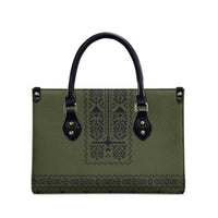 Ukraine Military Vyshyvanka Pattern Leather Bag Ukrainian Heritage Green Tactical Style - Wonder Print Shop