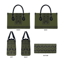 Ukraine Military Vyshyvanka Pattern Leather Bag Ukrainian Heritage Green Tactical Style - Wonder Print Shop