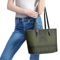 Ukraine Military Vyshyvanka Pattern Leather Tote Bag Ukrainian Heritage Green Tactical Style - Wonder Print Shop