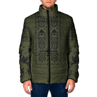 Ukraine Military Vyshyvanka Pattern Padded Jacket Ukrainian Heritage Green Tactical Style - Wonder Print Shop