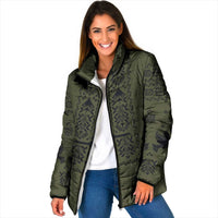 Ukraine Military Vyshyvanka Pattern Padded Jacket Ukrainian Heritage Green Tactical Style - Wonder Print Shop
