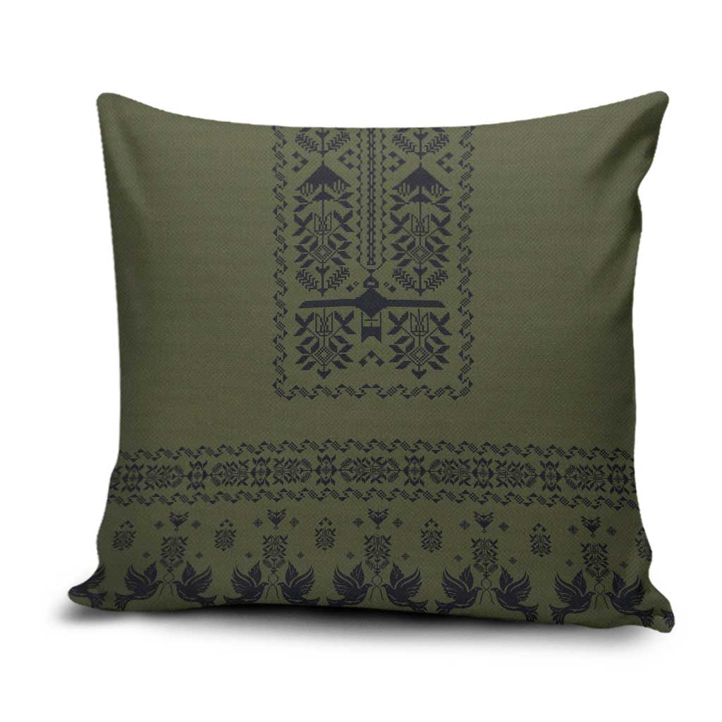 Ukraine Military Vyshyvanka Pattern Pillow Cover Ukrainian Heritage Green Tactical Style - Wonder Print Shop