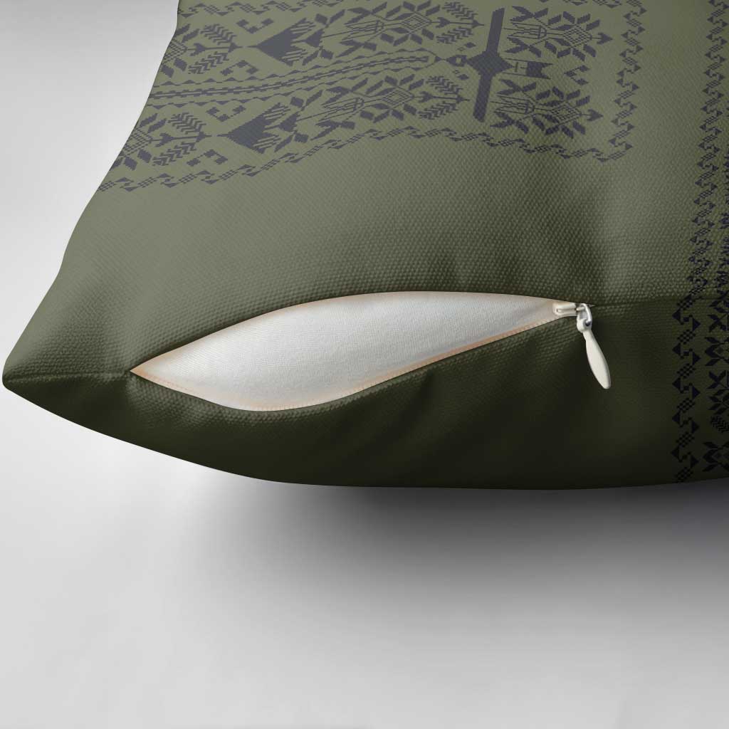 Ukraine Military Vyshyvanka Pattern Pillow Cover Ukrainian Heritage Green Tactical Style - Wonder Print Shop