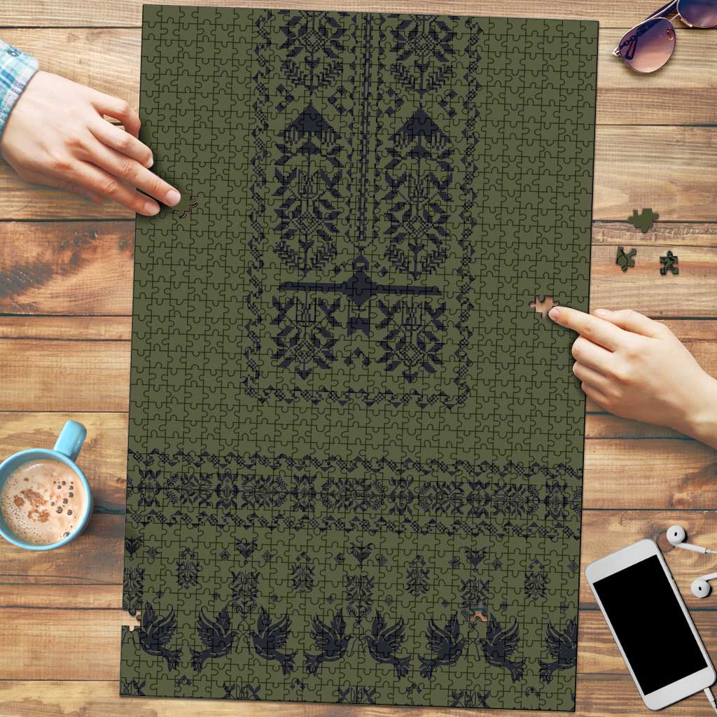 Ukraine Military Vyshyvanka Pattern Puzzle Ukrainian Heritage Green Tactical Style - Wonder Print Shop