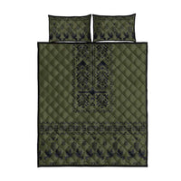 Ukraine Military Vyshyvanka Pattern Quilt Bed Set Ukrainian Heritage Green Tactical Style - Wonder Print Shop