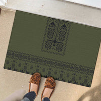 Ukraine Military Vyshyvanka Pattern Rubber Doormat Ukrainian Heritage Green Tactical Style - Wonder Print Shop