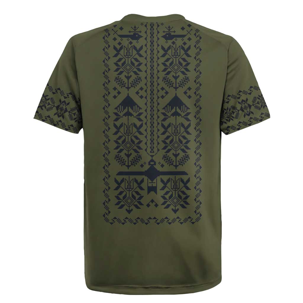 Ukraine Military Vyshyvanka Pattern Rugby Jersey Ukrainian Heritage Green Tactical Style - Wonder Print Shop