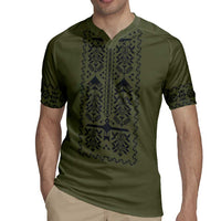 Ukraine Military Vyshyvanka Pattern Rugby Jersey Ukrainian Heritage Green Tactical Style - Wonder Print Shop
