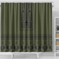 Ukraine Military Vyshyvanka Pattern Shower Curtain Ukrainian Heritage Green Tactical Style - Wonder Print Shop