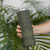 Ukraine Military Vyshyvanka Pattern Skinny Tumbler Ukrainian Heritage Green Tactical Style - Wonder Print Shop