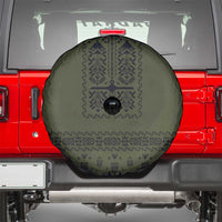 Ukraine Military Vyshyvanka Pattern Spare Tire Cover Ukrainian Heritage Green Tactical Style - Wonder Print Shop
