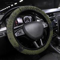 Ukraine Military Vyshyvanka Pattern Steering Wheel Cover Ukrainian Heritage Green Tactical Style - Wonder Print Shop