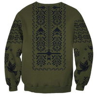 Ukraine Military Vyshyvanka Pattern Sweatshirt Ukrainian Heritage Green Tactical Style - Wonder Print Shop
