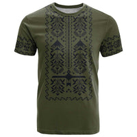 Ukraine Military Vyshyvanka Pattern T Shirt Ukrainian Heritage Green Tactical Style - Wonder Print Shop