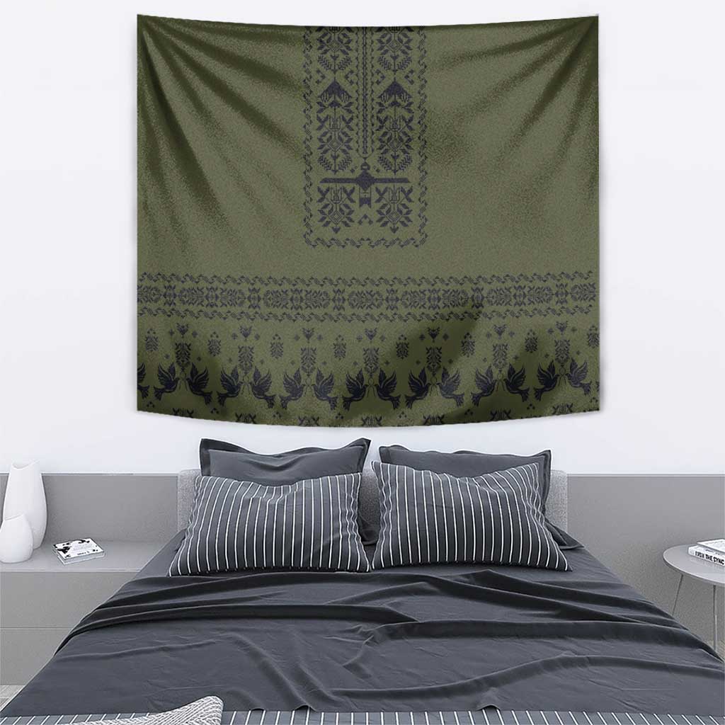 Ukraine Military Vyshyvanka Pattern Tapestry Ukrainian Heritage Green Tactical Style - Wonder Print Shop