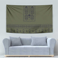 Ukraine Military Vyshyvanka Pattern Tapestry Ukrainian Heritage Green Tactical Style - Wonder Print Shop