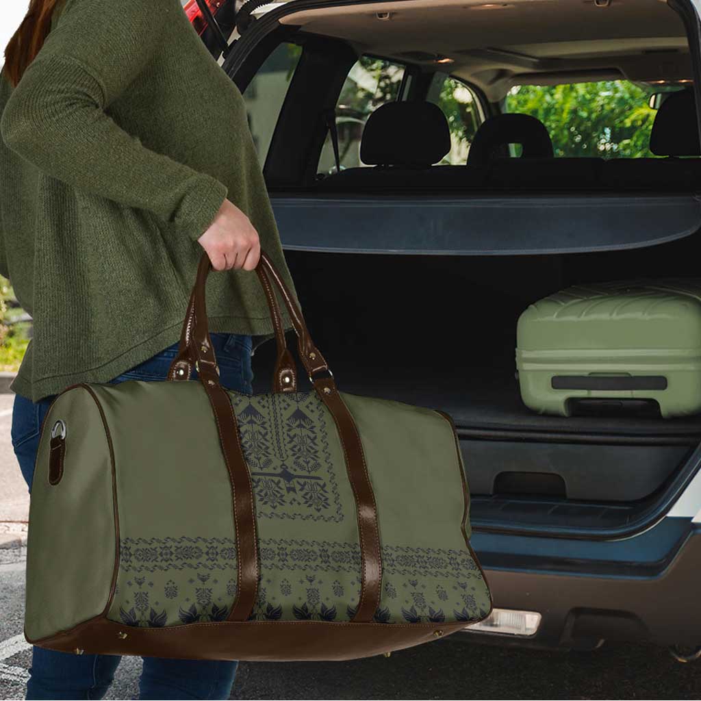 Ukraine Military Vyshyvanka Pattern Travel Bag Ukrainian Heritage Green Tactical Style - Wonder Print Shop