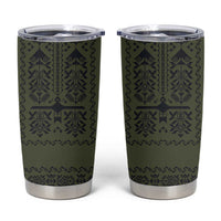 Ukraine Military Vyshyvanka Pattern Tumbler Cup Ukrainian Heritage Green Tactical Style - Wonder Print Shop