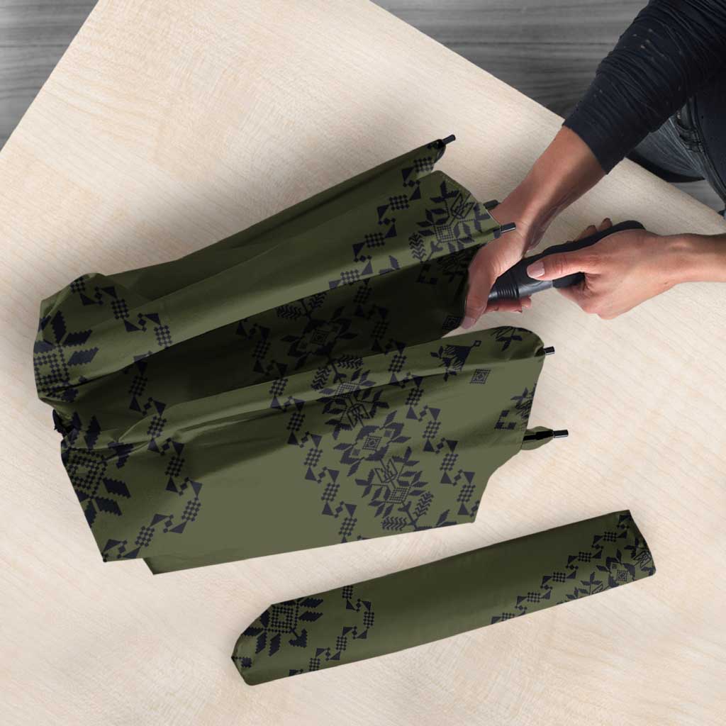 Ukraine Military Vyshyvanka Pattern Umbrella Ukrainian Heritage Green Tactical Style - Wonder Print Shop