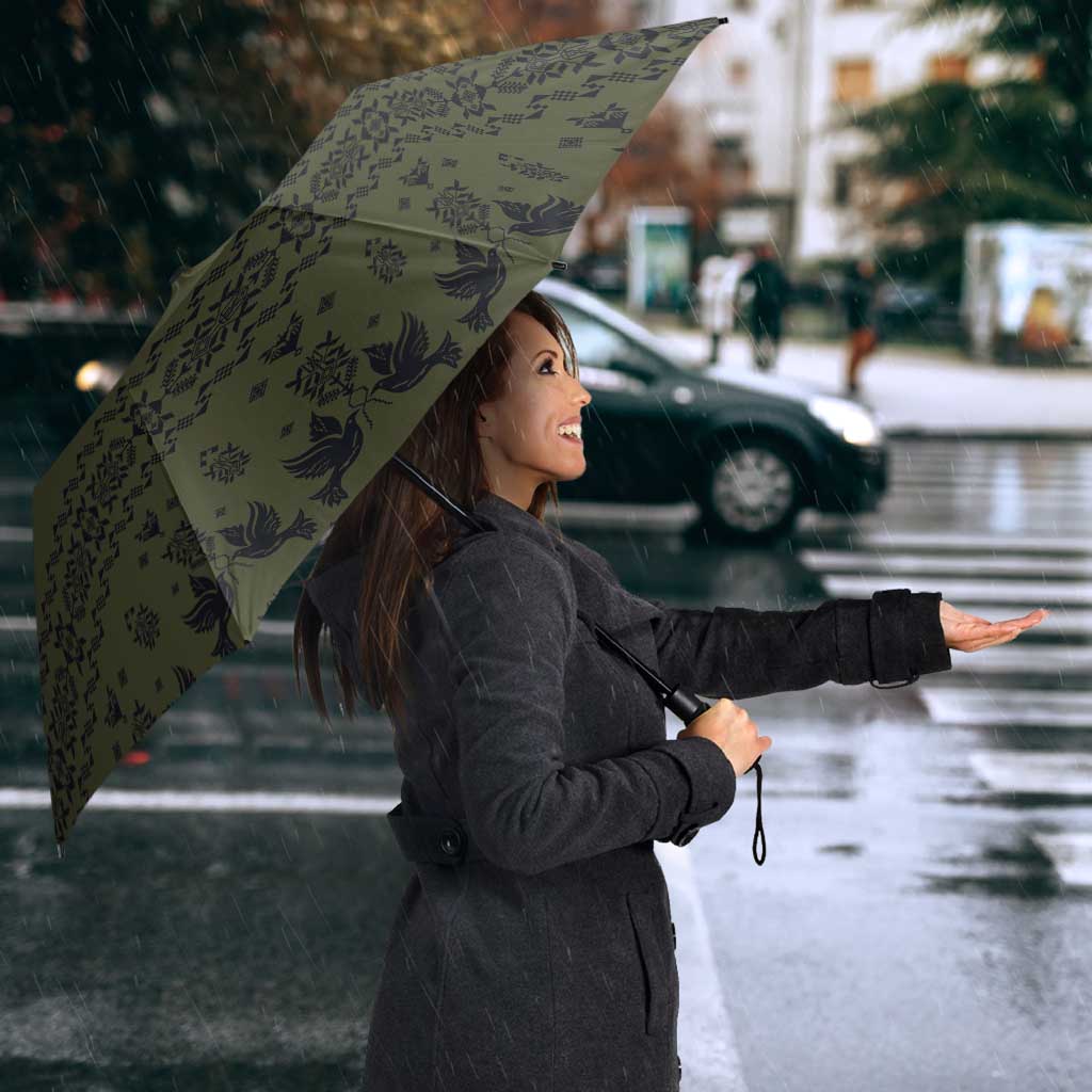 Ukraine Military Vyshyvanka Pattern Umbrella Ukrainian Heritage Green Tactical Style - Wonder Print Shop