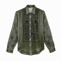 Ukraine Military Vyshyvanka Pattern Women Casual Shirt Ukrainian Heritage Green Tactical Style - Wonder Print Shop