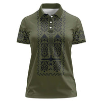 Ukraine Military Vyshyvanka Pattern Women Polo Shirt Ukrainian Heritage Green Tactical Style - Wonder Print Shop