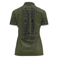 Ukraine Military Vyshyvanka Pattern Women Polo Shirt Ukrainian Heritage Green Tactical Style - Wonder Print Shop