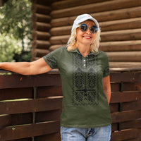 Ukraine Military Vyshyvanka Pattern Women Polo Shirt Ukrainian Heritage Green Tactical Style - Wonder Print Shop
