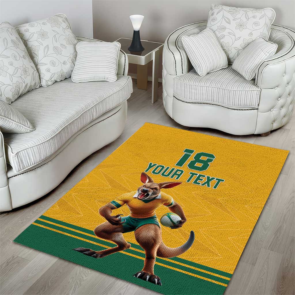 Custom Australia Rugby Area Rug Wallabies Mascot Sporty Style - Wonder Print Shop