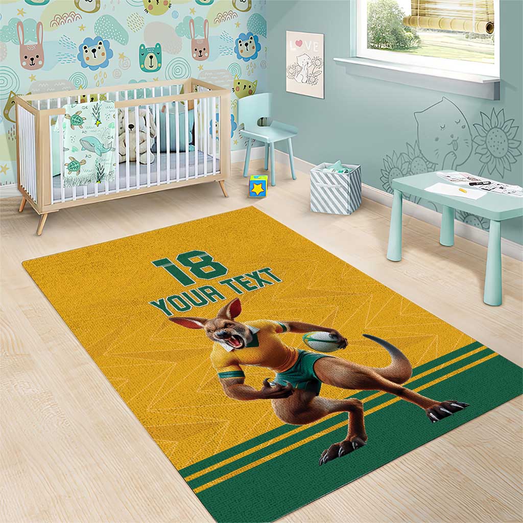 Custom Australia Rugby Area Rug Wallabies Mascot Sporty Style - Wonder Print Shop